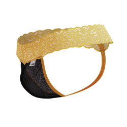 CandyMan String en dentelle Beltis Noir-Orange
